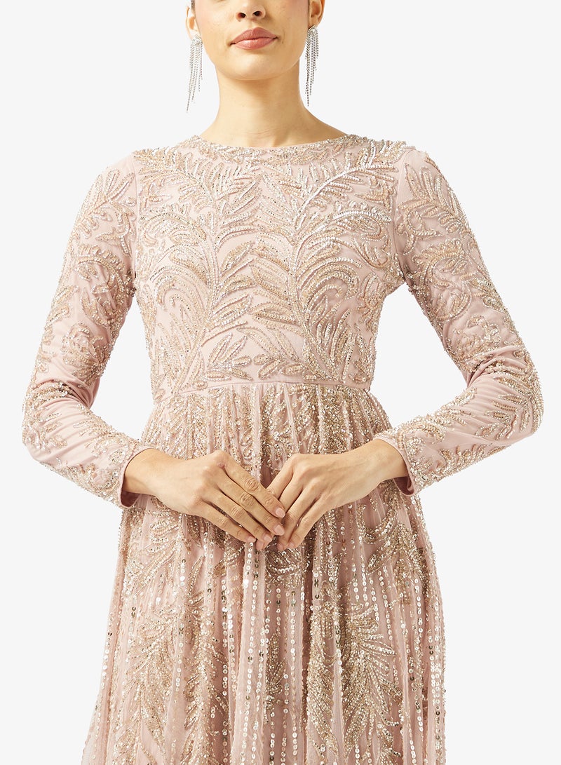 MARYISA Embellished Ppleated Maxi Dress - Image 3